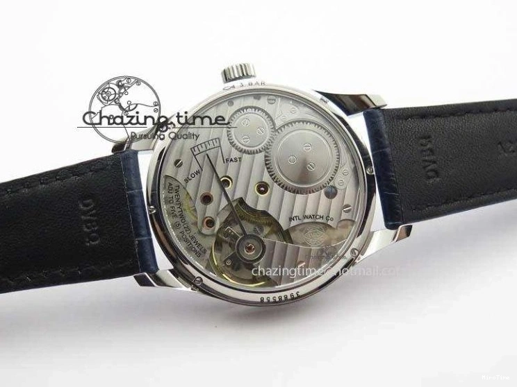 MIROTIME 0113 Portuguese IW5444 SS White Dial Blue Numbers On Blue Leather Strap A Modern 7258